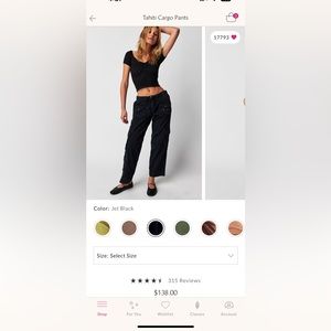 Free People Tahiti Cargo Pants Small Black